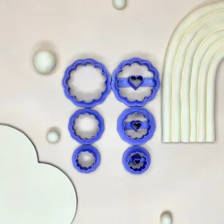 Set cortadores arcilla polimérica - galleta con corazón