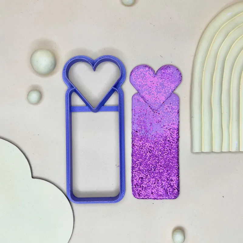 Polymer clay cutter - heart bookmark