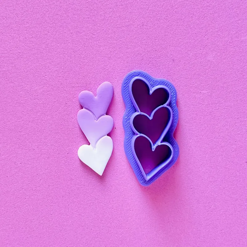 Cortador arcilla polimérica - trío de corazones