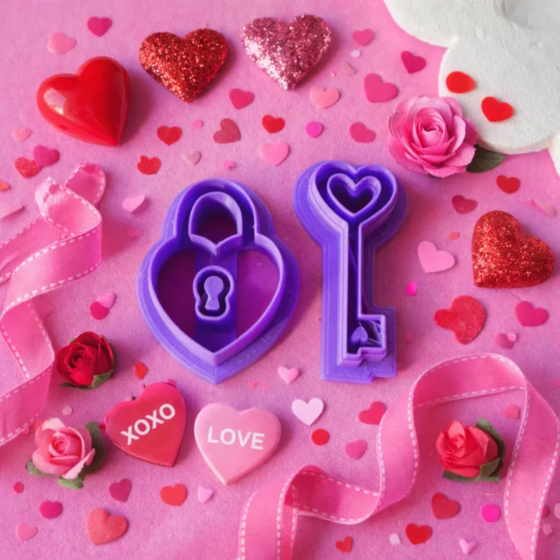 Polymer clay cutter set - key and lock