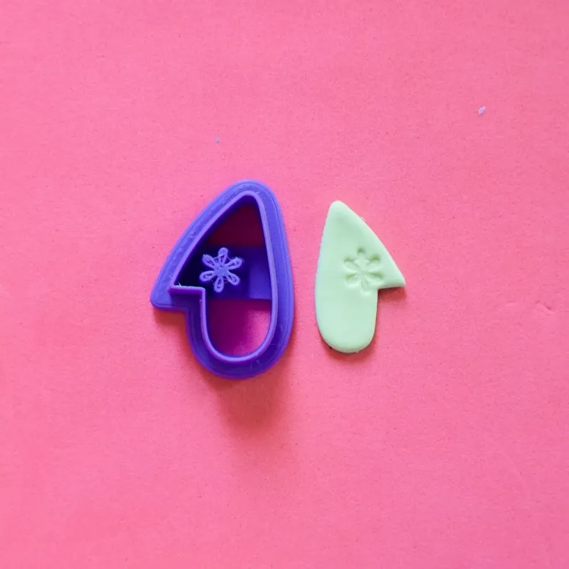 Polymer clay cutter - abstract shape with flower